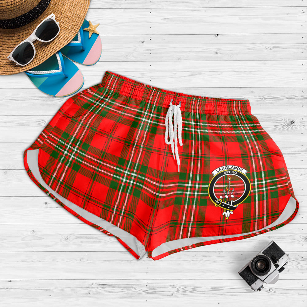 langlands-tartan-womens-shorts-with-family-crest