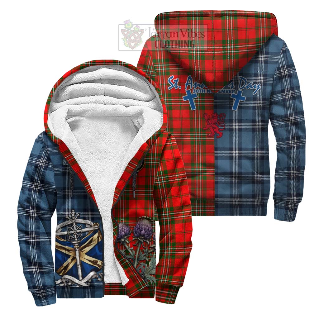 Tartan Vibes Clothing Langlands Tartan Sherpa Hoodie Happy St. Andrew's Day Half Tartan Style