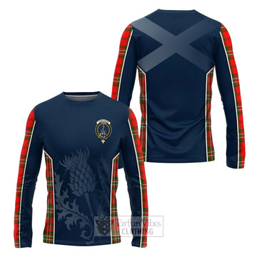 Langlands Tartan Long Sleeve T-Shirt with Family Crest and Scottish Thistle Vibes Sport Style