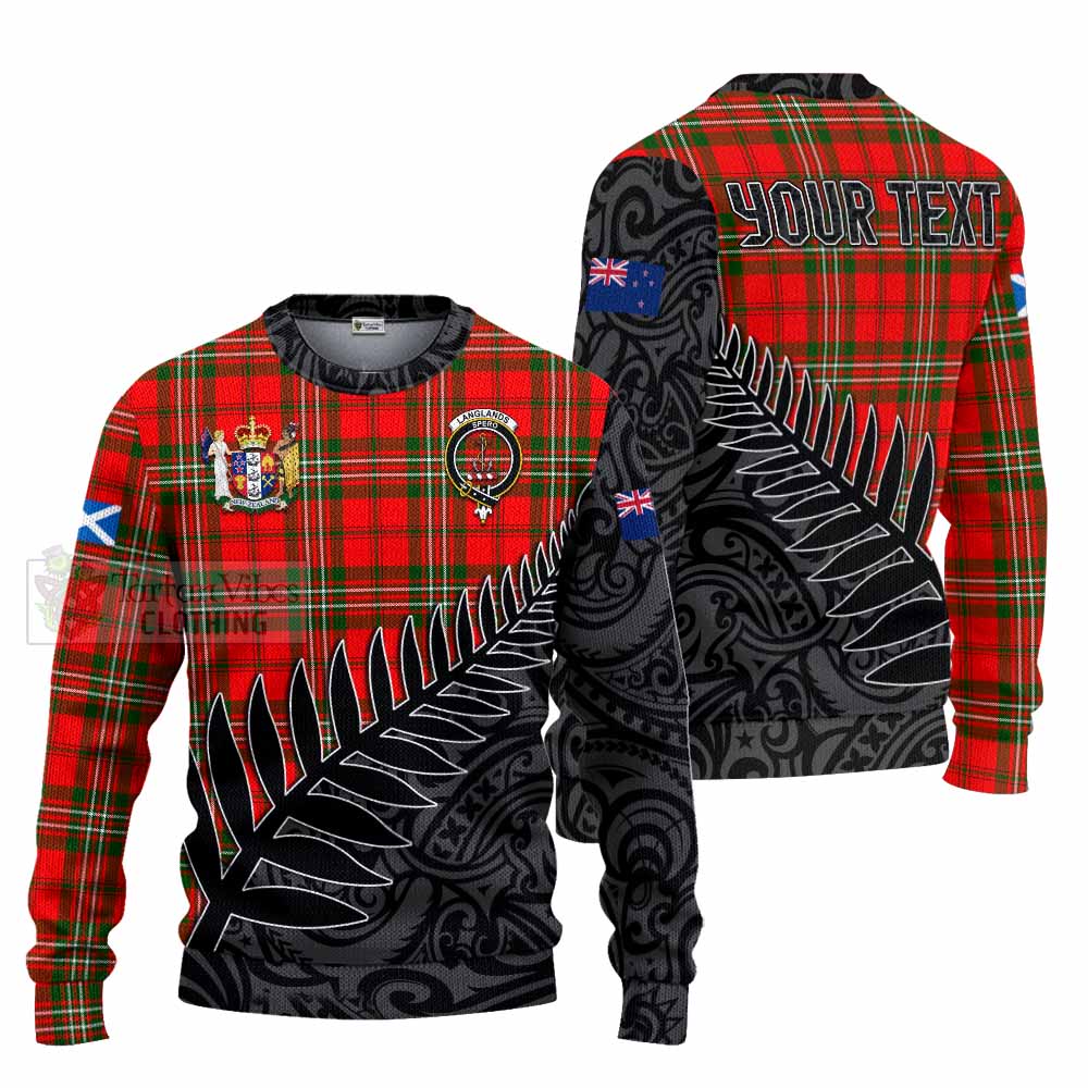 Tartan Vibes Clothing Langlands Crest Tartan Knitted Sweater with New Zealand Silver Fern Half Style