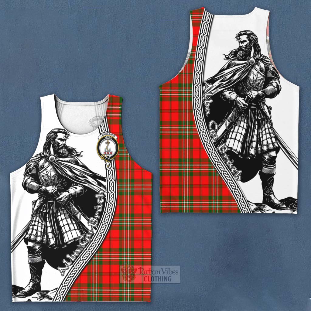 Tartan Vibes Clothing Langlands Tartan Clan Crest Men's Tank Top with Highlander Warrior Celtic Style