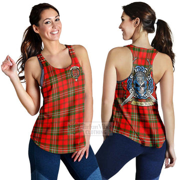 Langlands Tartan Women's Racerback Tanks with Family Crest Celtic Skull Style