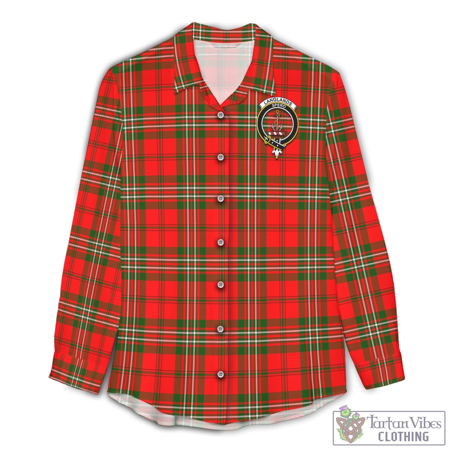 Tartan Vibes Clothing Langlands Tartan Womens Casual Shirt with Family Crest