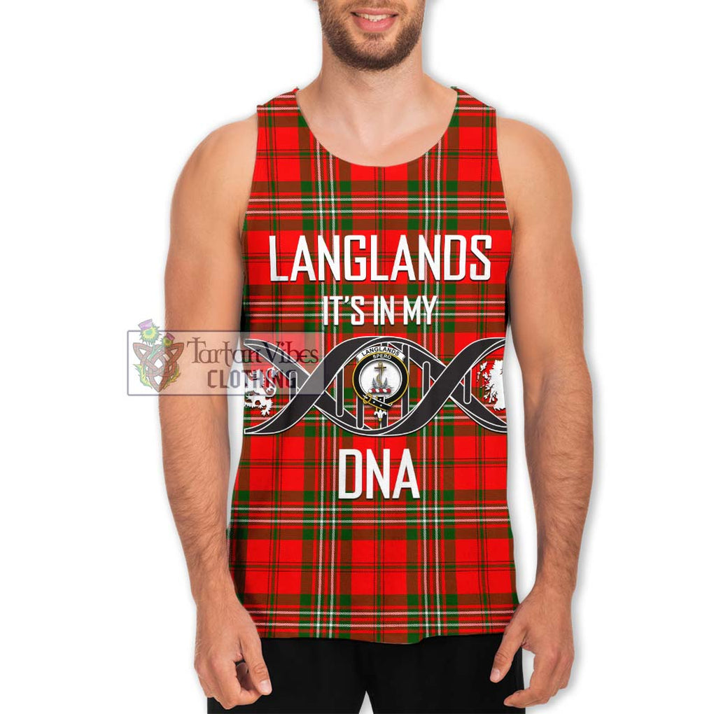 Langlands Tartan Men's Tank Top with Family Crest DNA In Me Style Men - Tartanvibesclothing Shop