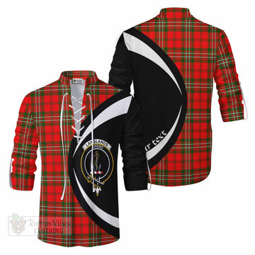 Langlands Tartan Ghillie Kilt Shirt with Family Crest Circle Style