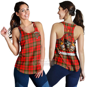 Langlands Tartan Women's Racerback Tanks with Family Crest and Bearded Skull Holding Bottles of Whiskey