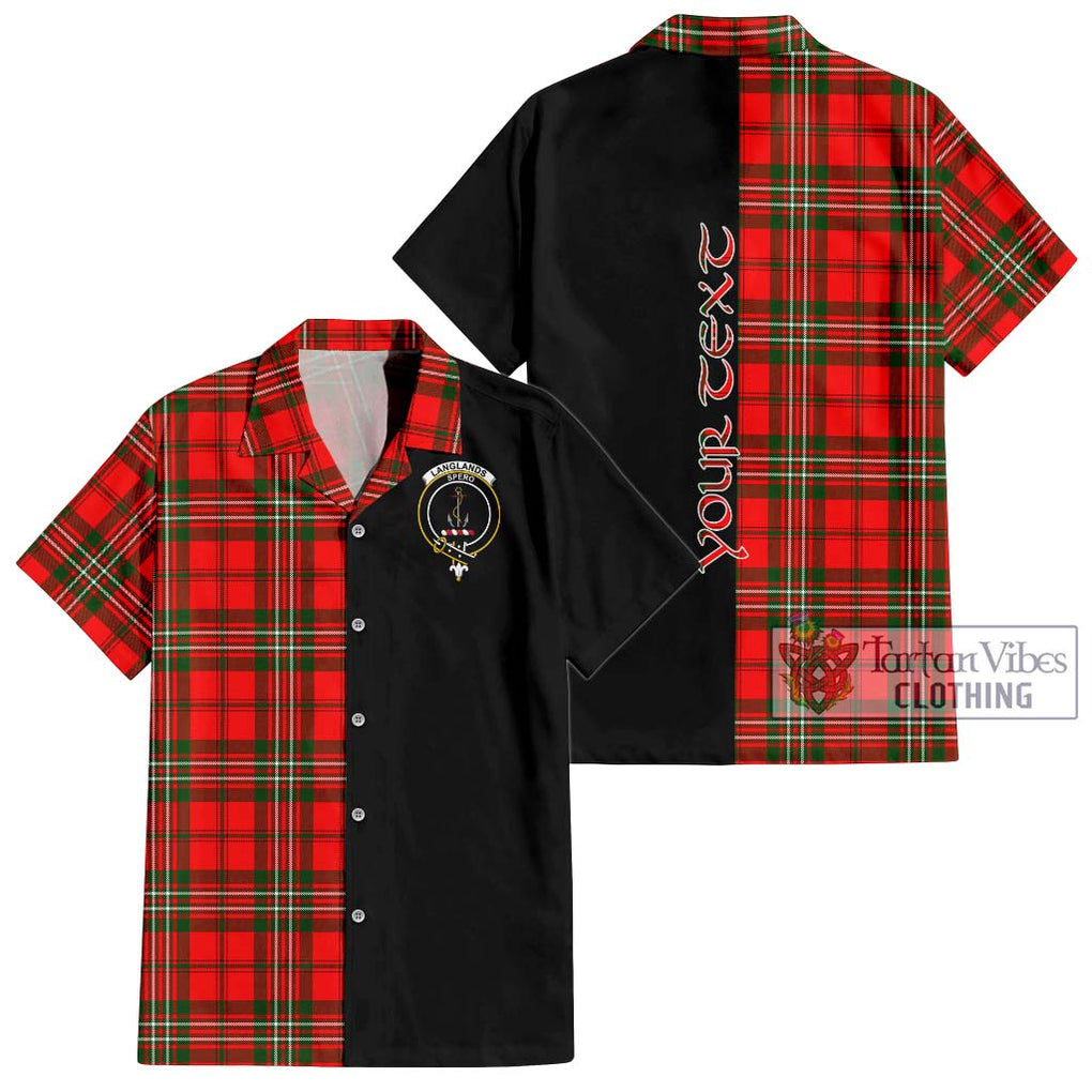 Langlands Tartan Short Sleeve Button Shirt with Family Crest and Half Of Me Style Kid - Tartanvibesclothing Shop