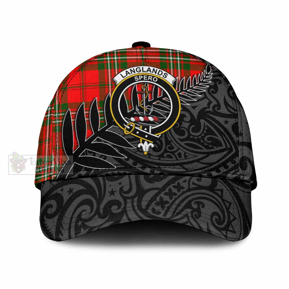 Tartan Vibes Clothing Langlands Tartan Classic Cap with New Zealand Silver Fern Half Style