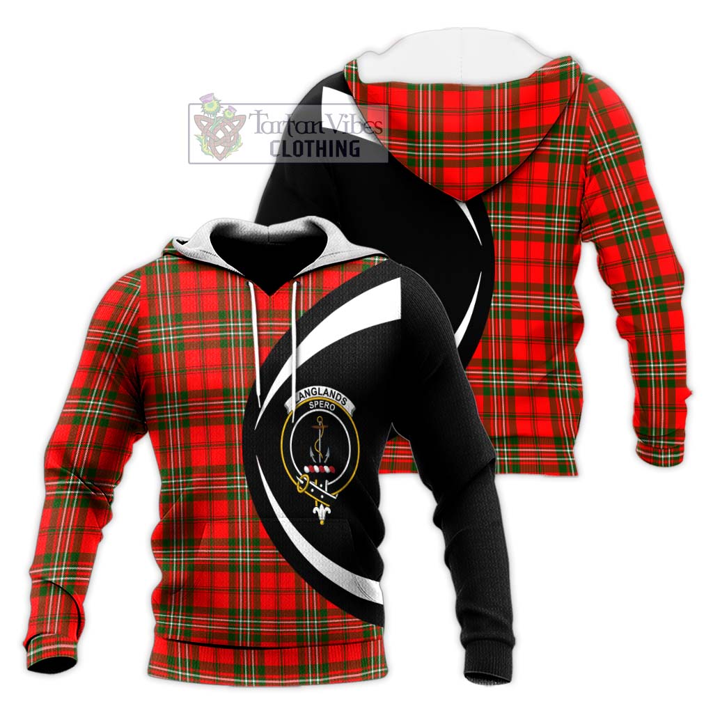 Langlands Tartan Knitted Hoodie with Family Crest Circle Style Unisex Knitted Pullover Hoodie - Tartan Vibes Clothing