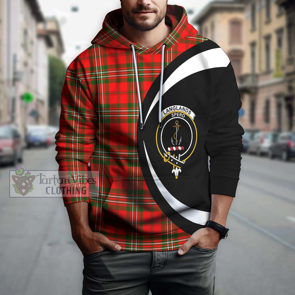 Tartan Vibes Clothing Langlands Tartan Hoodie with Family Crest Circle Style