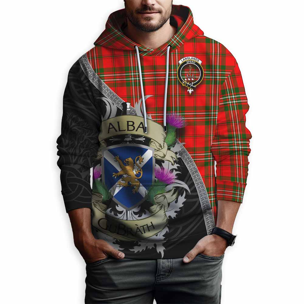 Langlands Tartan Family Crest Hoodie Lion Rampant Royal Thistle Shield Celtic Inspired Pullover Hoodie - Tartan Vibes Clothing