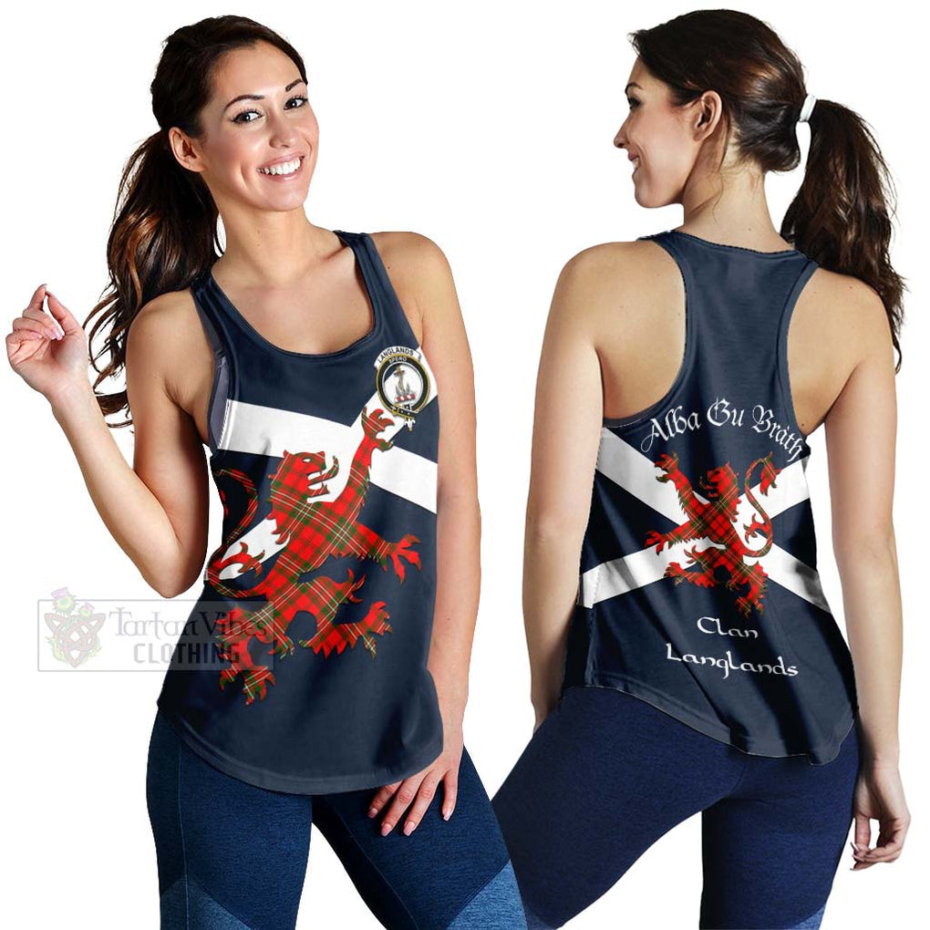 Tartan Vibes Clothing Langlands Tartan Lion Rampant Women's Racerback Tanks – Proudly Display Your Heritage with Alba Gu Brath and Clan Name