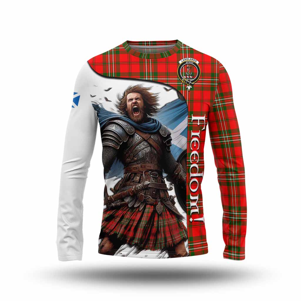 Tartan Vibes Clothing Langlands Crest Tartan Long Sleeve T-Shirt Inspired by the Freedom of Scottish Warrior