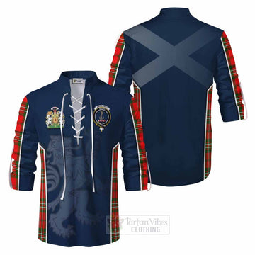 Langlands Tartan Ghillie Kilt Shirt with Family Crest and Lion Rampant Vibes Sport Style