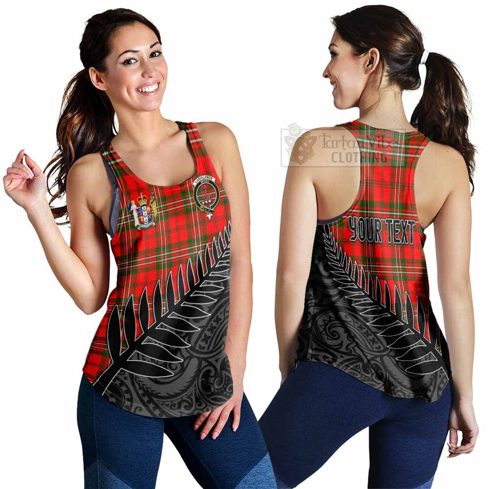 Tartan Vibes Clothing Langlands Crest Tartan Women's Racerback Tanks with New Zealand Silver Fern Half Style