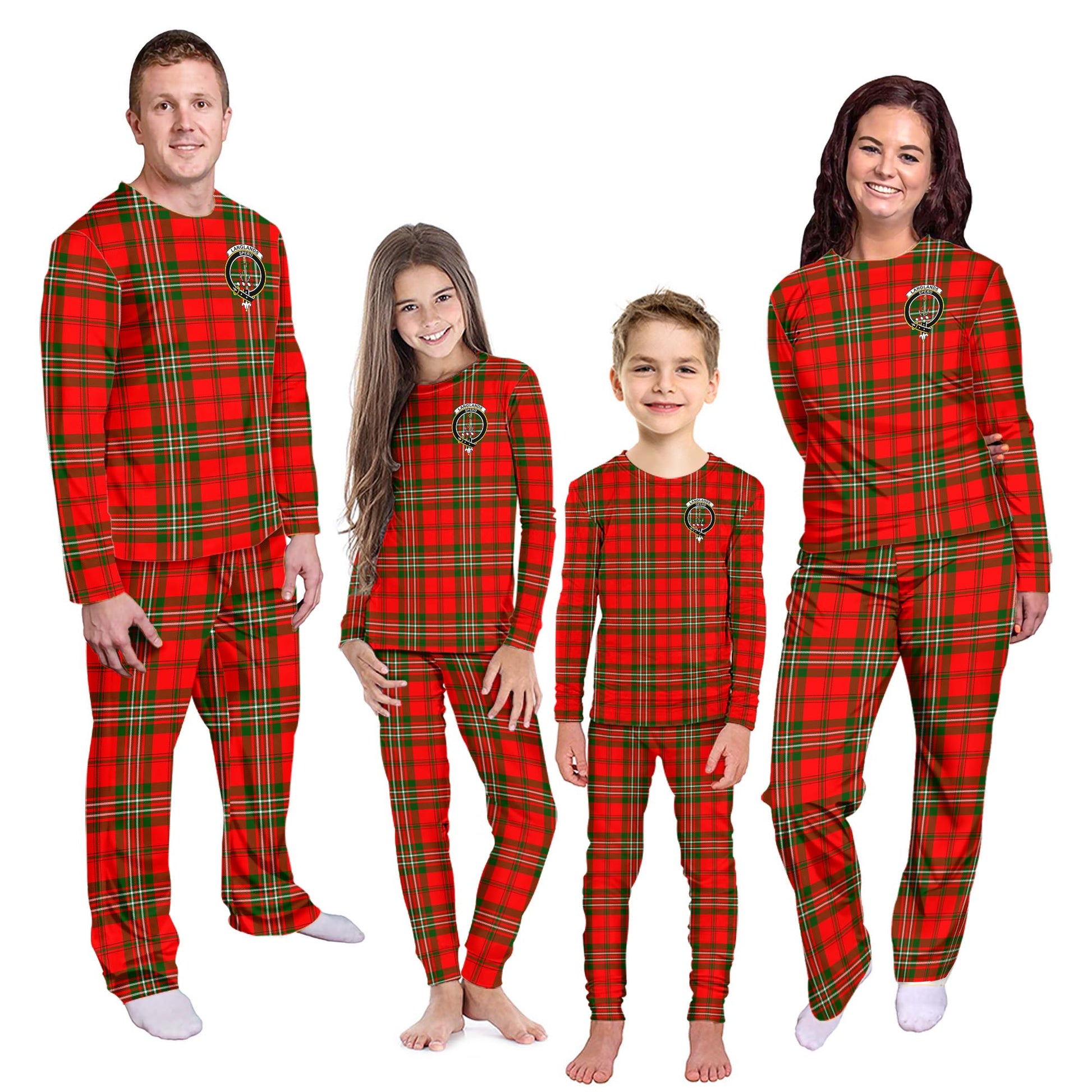 Langlands Tartan Pajamas Family Set with Family Crest - Tartanvibesclothing