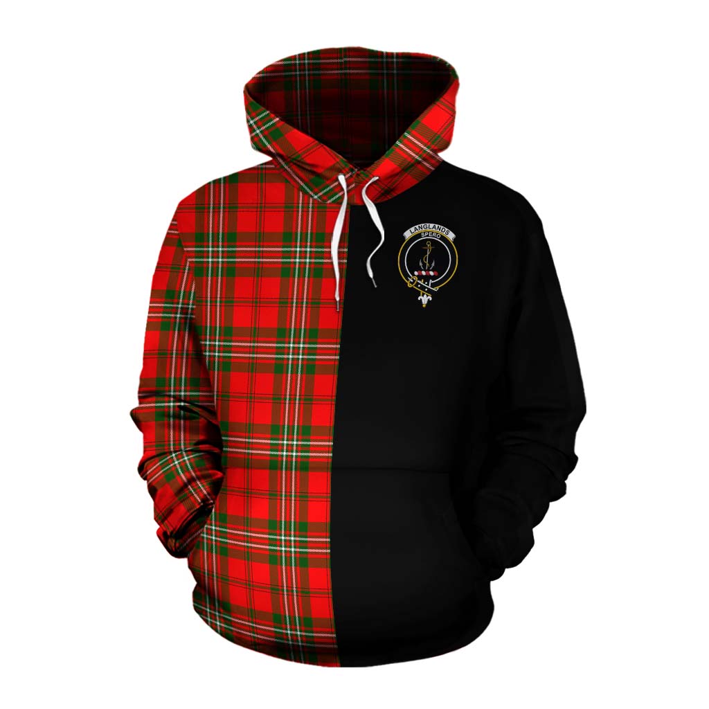 Tartan Vibes Clothing Langlands Tartan Cotton Hoodie with Family Crest and Half Of Me Style