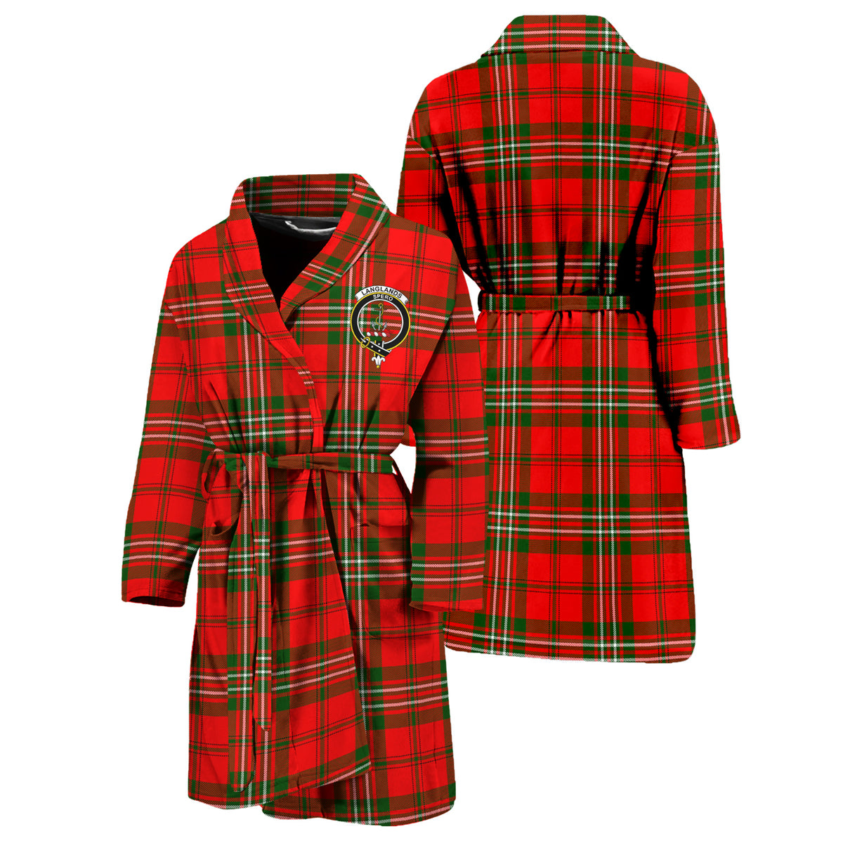 Langlands Tartan Bathrobe with Family Crest Unisex S - Tartan Vibes Clothing