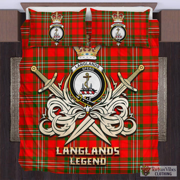 Langlands Tartan Bedding Set with Clan Crest and the Golden Sword of Courageous Legacy