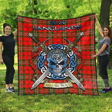 Langlands Tartan Quilt with Celtic Skull Alba Gu Brath Style