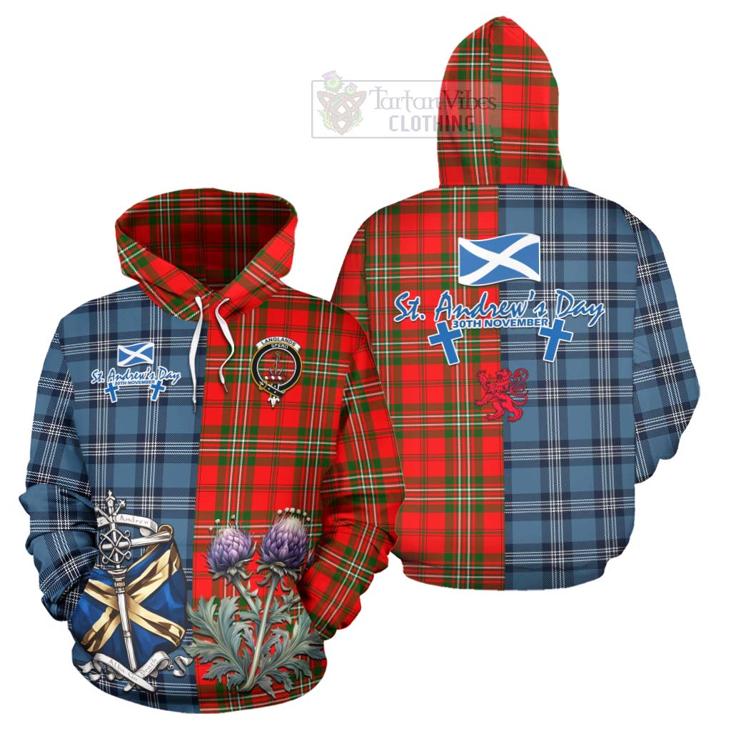 Tartan Vibes Clothing Langlands Tartan Hoodie Happy St. Andrew's Day Half Tartan Style