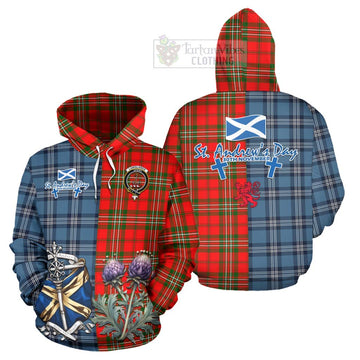 Langlands Tartan Hoodie Happy St. Andrew's Day Half Tartan Style