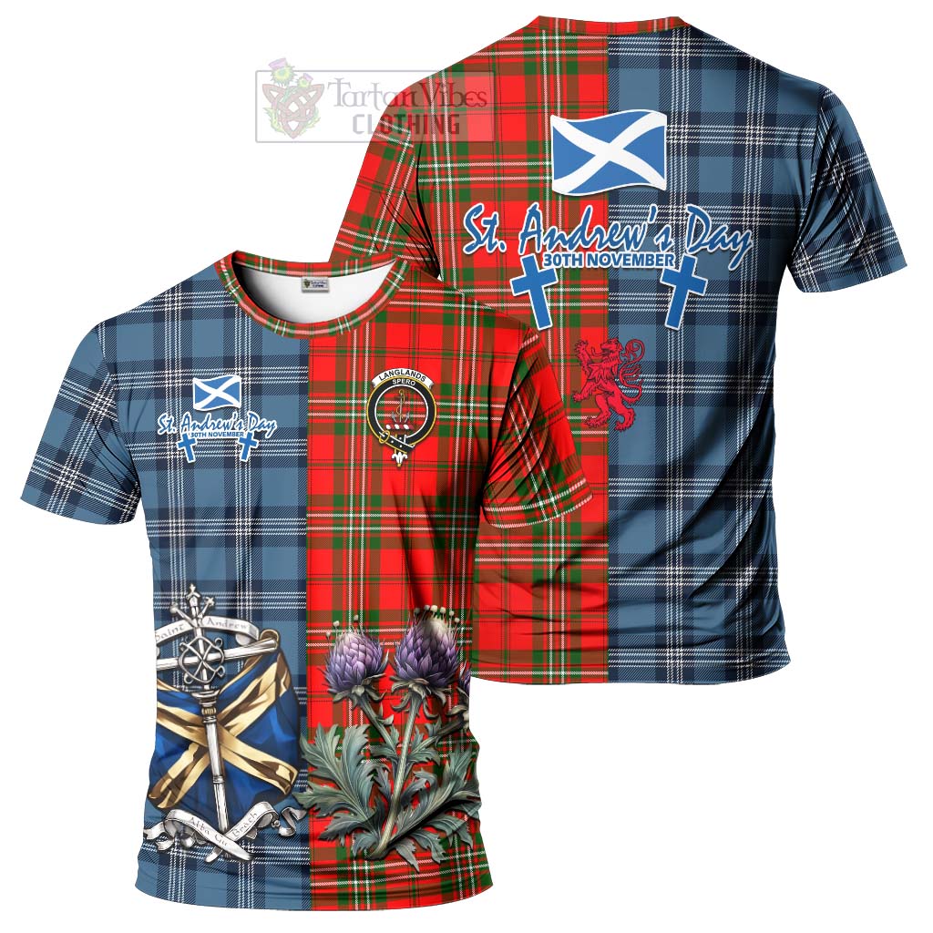 Tartan Vibes Clothing Langlands Tartan T-Shirt Happy St. Andrew's Day Half Tartan Style