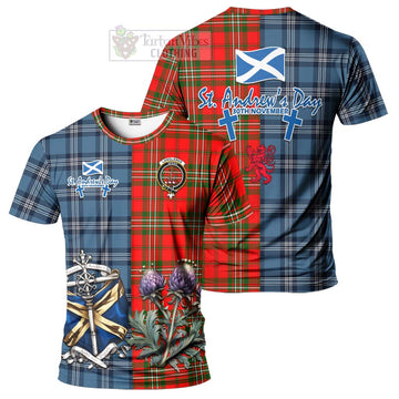 Langlands Tartan T-Shirt Happy St. Andrew's Day Half Tartan Style