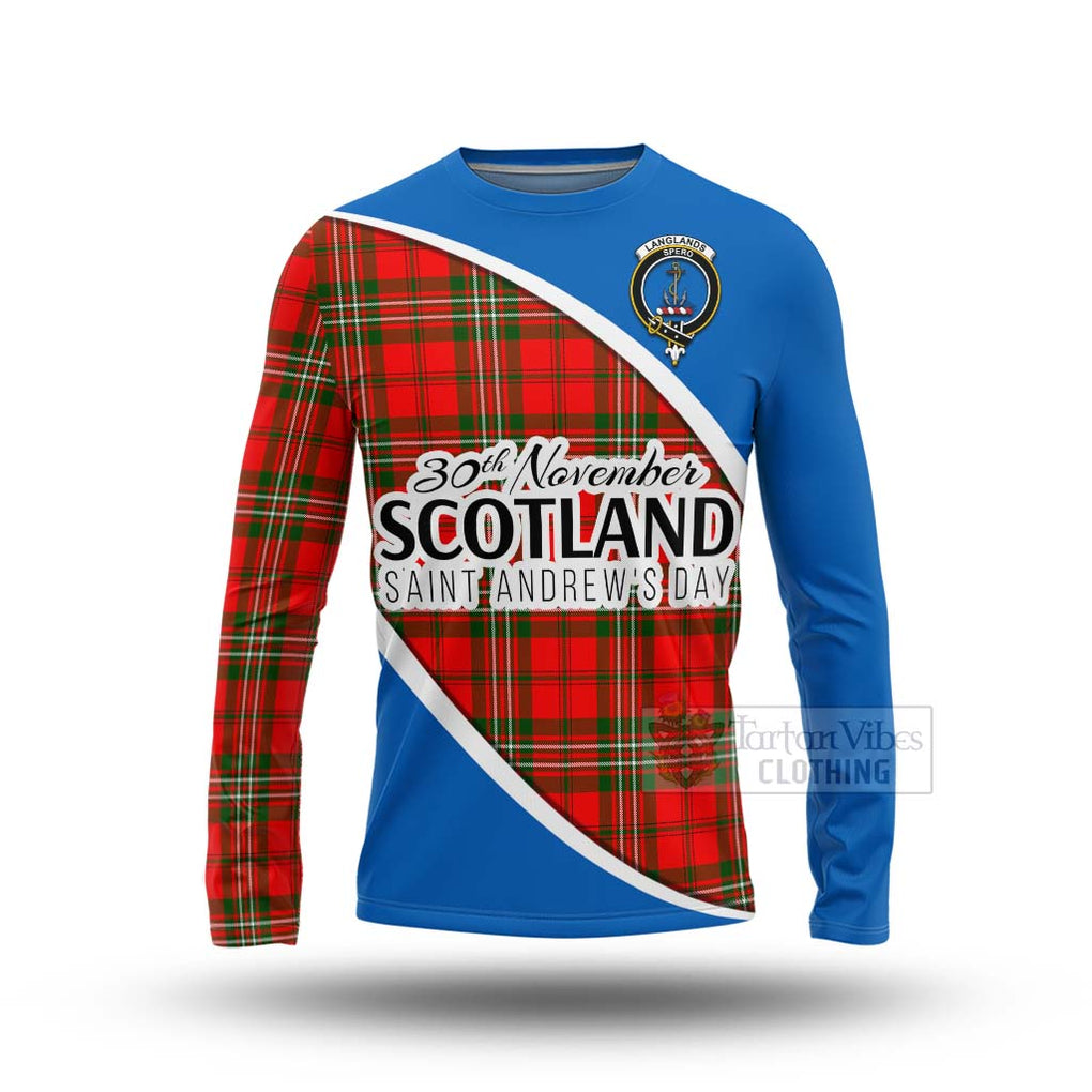 Tartan Vibes Clothing Langlands Family Crest Tartan Long Sleeve T-Shirt Celebrate Saint Andrew's Day in Style