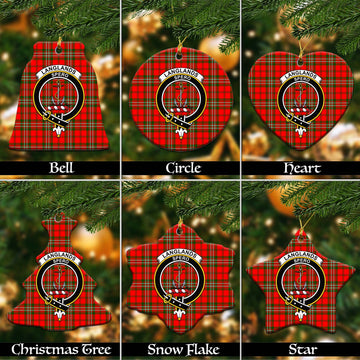 Langlands Tartan Christmas Ceramic Ornaments with Family Crest