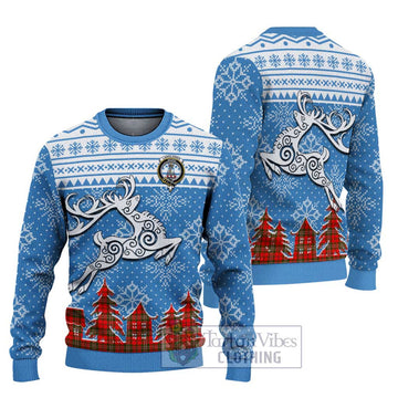 Langlands Clan Christmas Ugly Sweater with Tartan and Celtic Reindeer Style