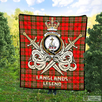 Langlands Tartan Quilt with Clan Crest and the Golden Sword of Courageous Legacy