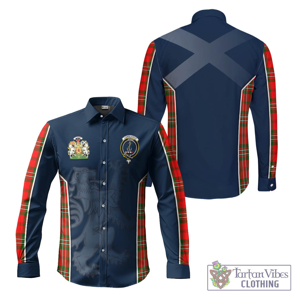 Tartan Vibes Clothing Langlands Tartan Long Sleeve Button Up Shirt with Family Crest and Lion Rampant Vibes Sport Style