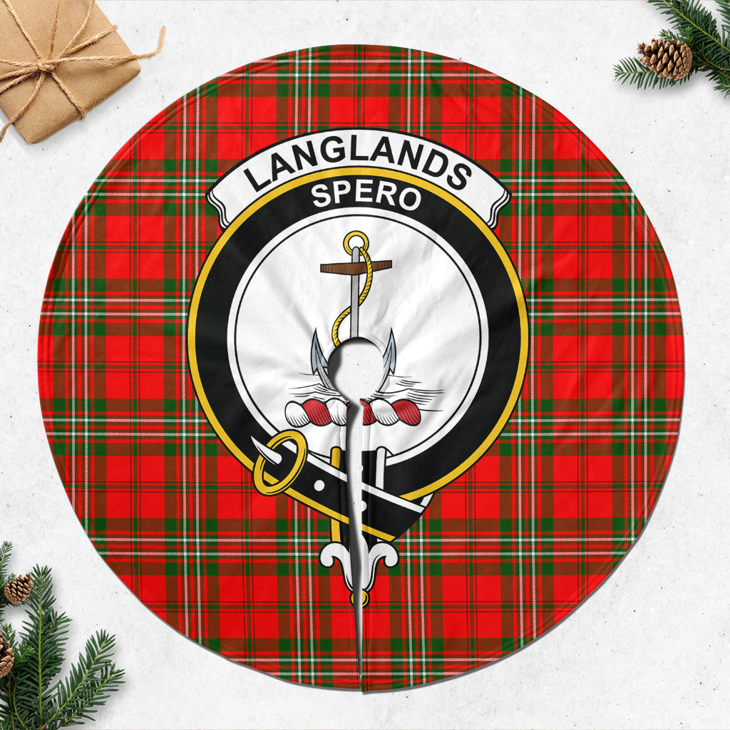 Langlands Tartan Christmas Tree Skirt with Family Crest 47*47 inch - Tartan Vibes Clothing
