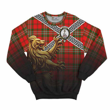 Langlands Crest Tartan Sweatshirt with Golden Lion Emblem Celtic Style Unisex - Tartan Vibes Clothing