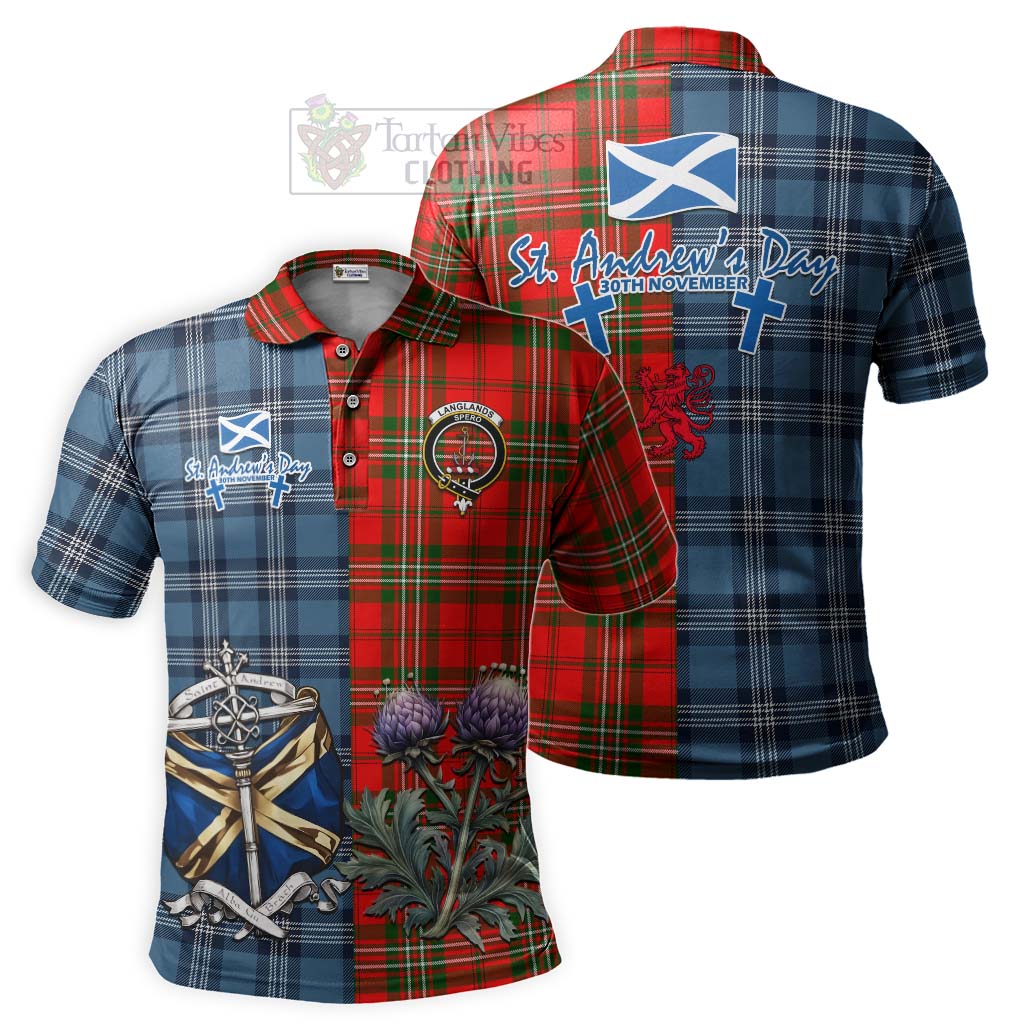 Tartan Vibes Clothing Langlands Tartan Polo Shirt Happy St. Andrew's Day Half Tartan Style