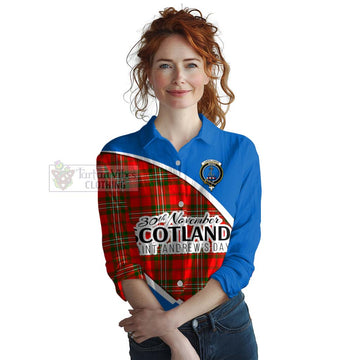 Langlands Family Crest Tartan Women's Casual Shirt Celebrate Saint Andrew's Day in Style