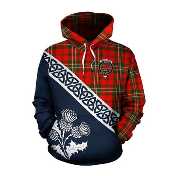 Langlands Tartan Cotton Hoodie Featuring Thistle and Scotland Map