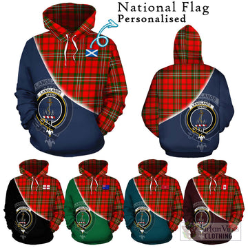 Langlands Tartan Hoodie with Personalised National Flag and Family Crest Half Style