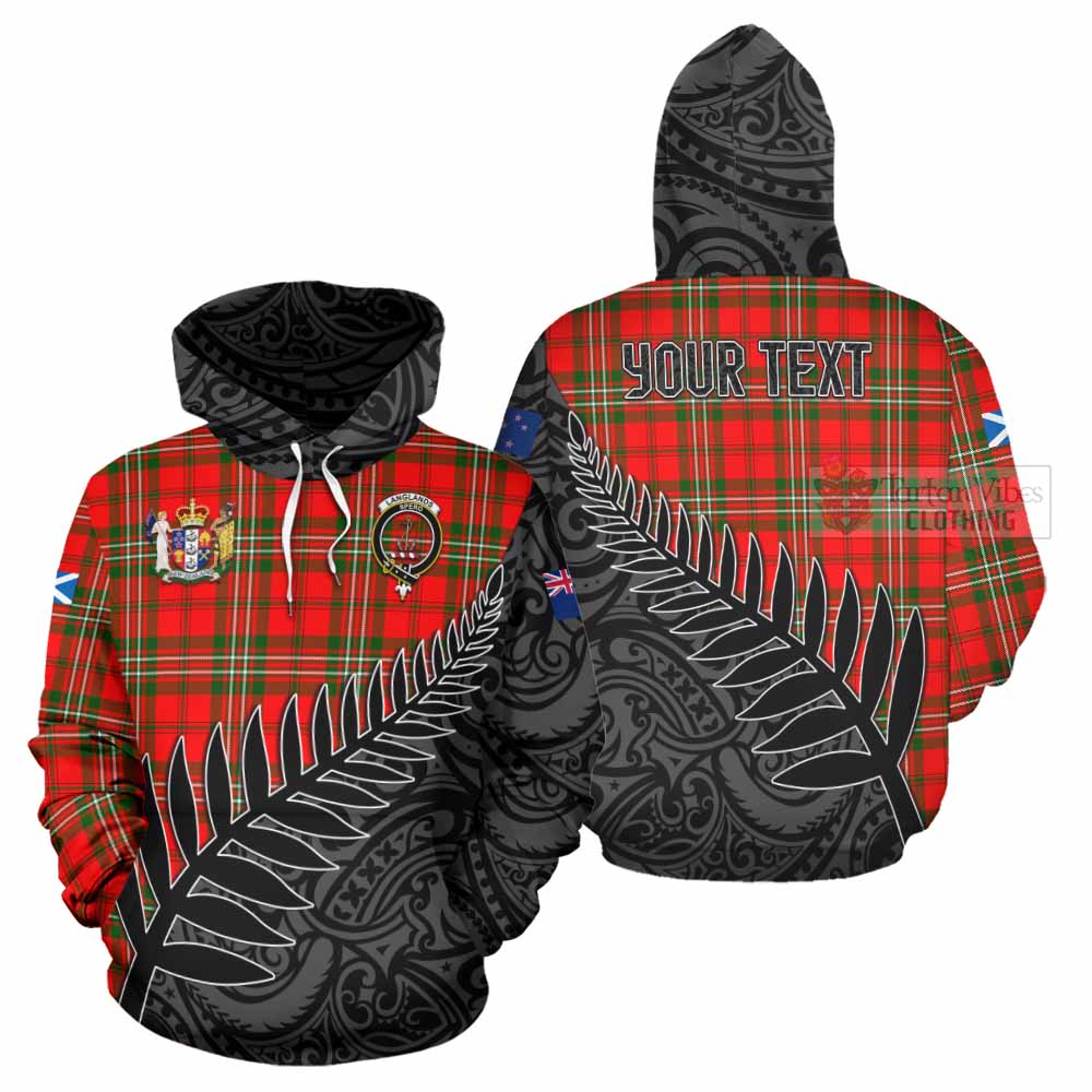 Tartan Vibes Clothing Langlands Crest Tartan Hoodie with New Zealand Silver Fern Half Style