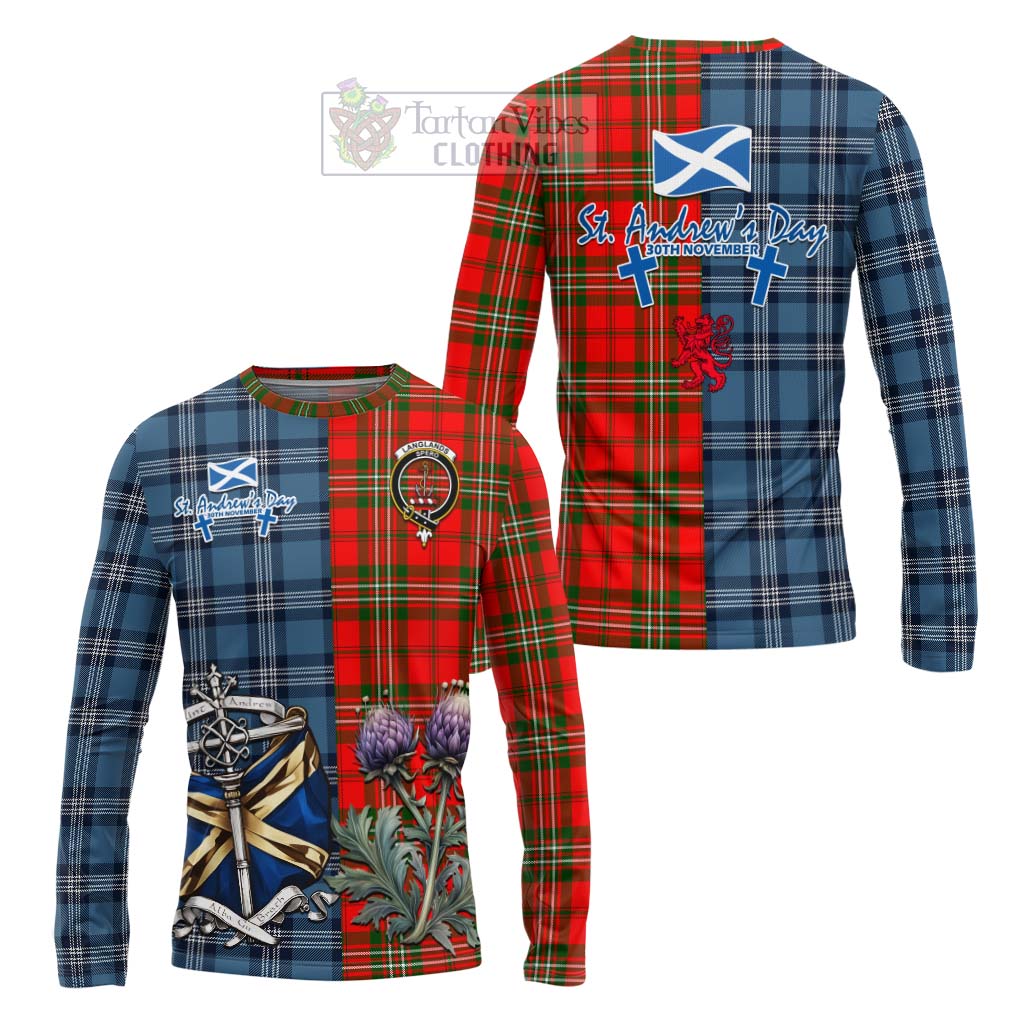 Tartan Vibes Clothing Langlands Tartan Long Sleeve T-Shirt Happy St. Andrew's Day Half Tartan Style