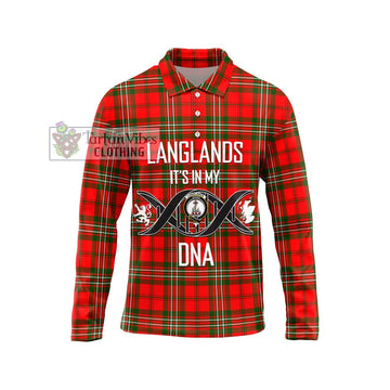 Langlands Tartan Long Sleeve Polo Shirt with Family Crest DNA In Me Style