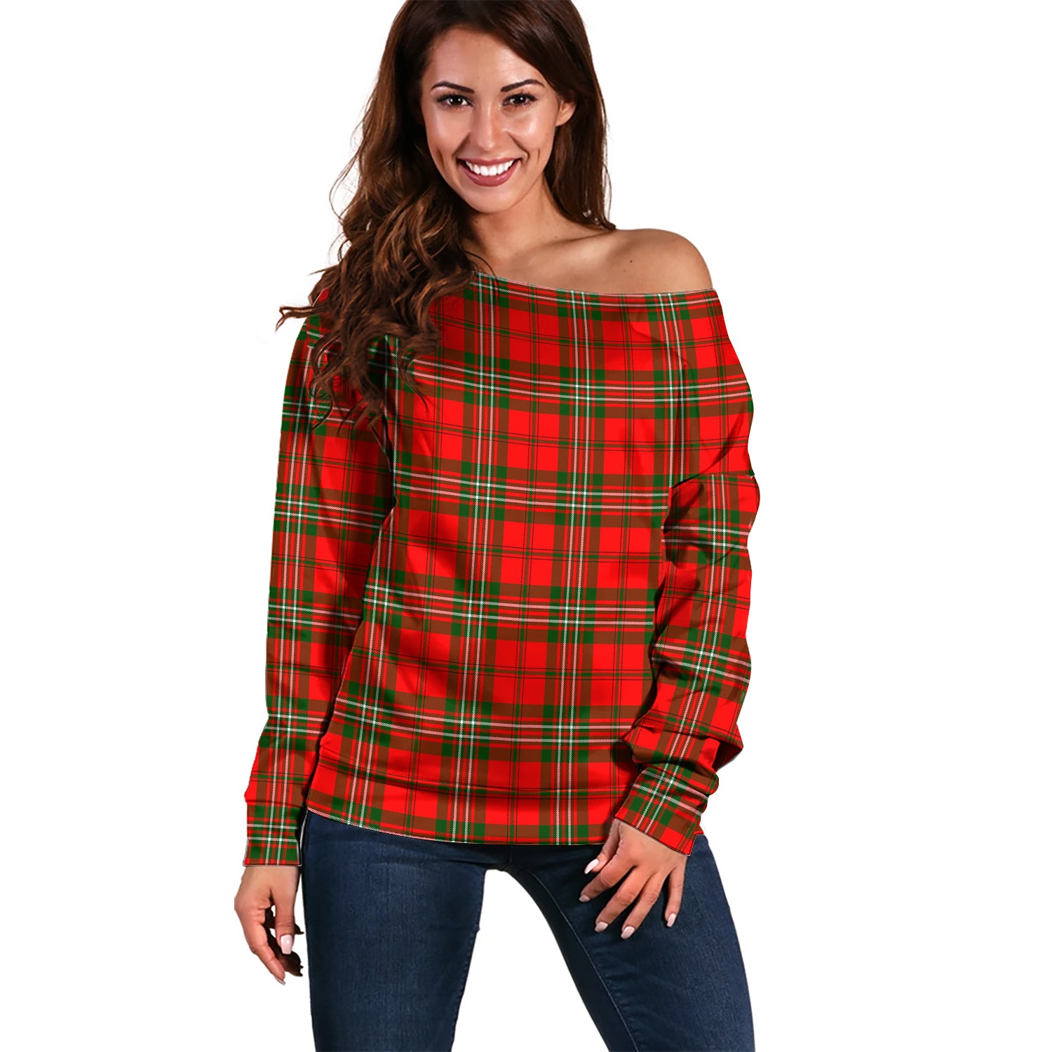 Langlands Tartan Off Shoulder Women Sweater Women - Tartanvibesclothing