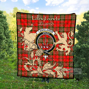 Langlands Tartan Quilt with Family Crest and Scottish Symbol Style