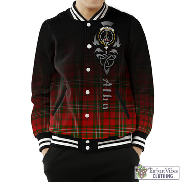 Langlands Tartan Baseball Jacket Featuring Alba Gu Brath Family Crest Celtic Inspired