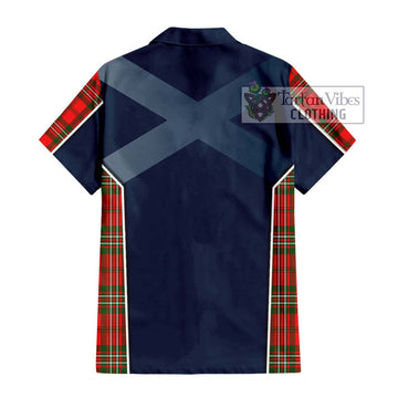 Langlands Tartan Short Sleeve Button Shirt with Family Crest and Lion Rampant Vibes Sport Style