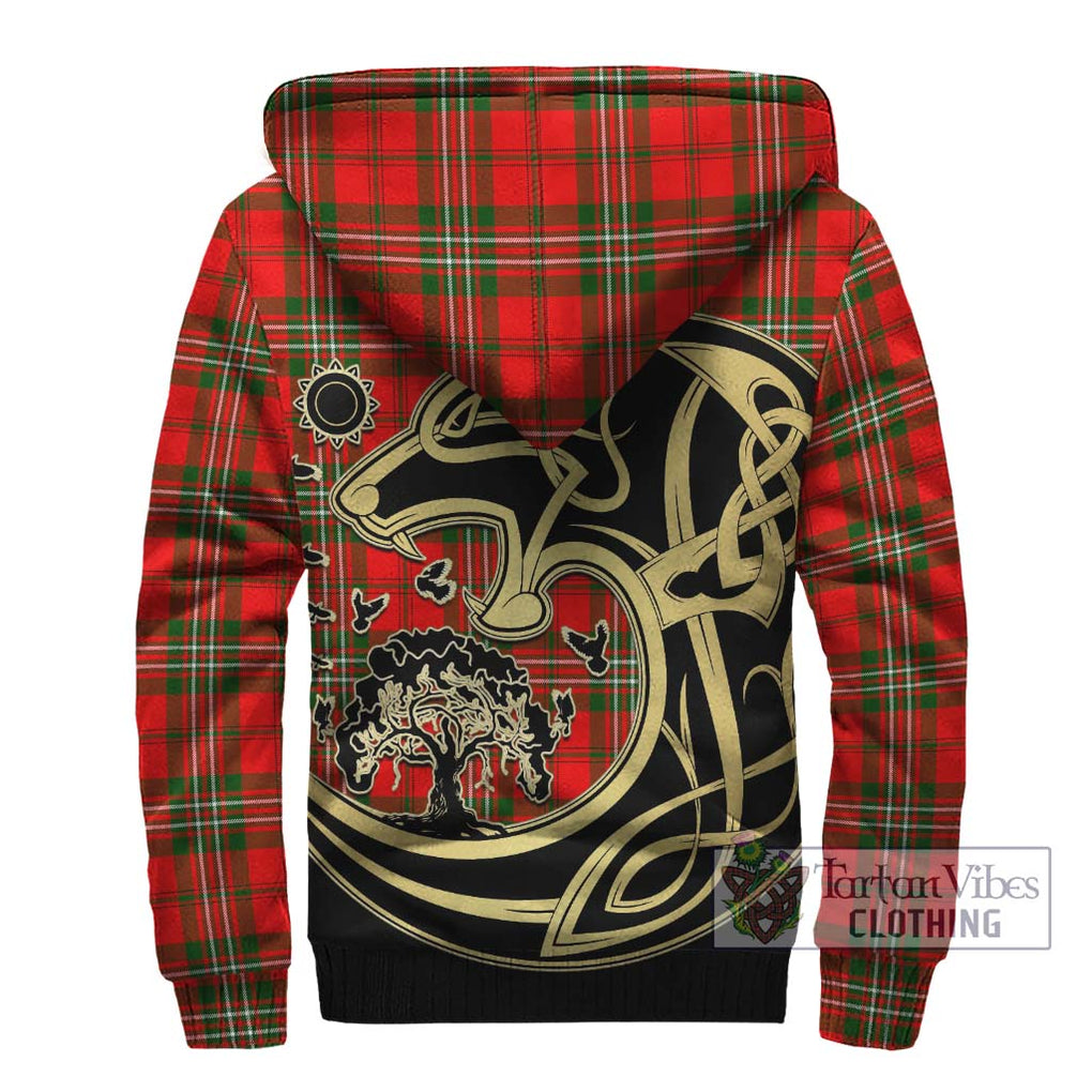 Langlands Tartan Sherpa Hoodie with Family Crest Celtic Wolf Style - Tartan Vibes Clothing