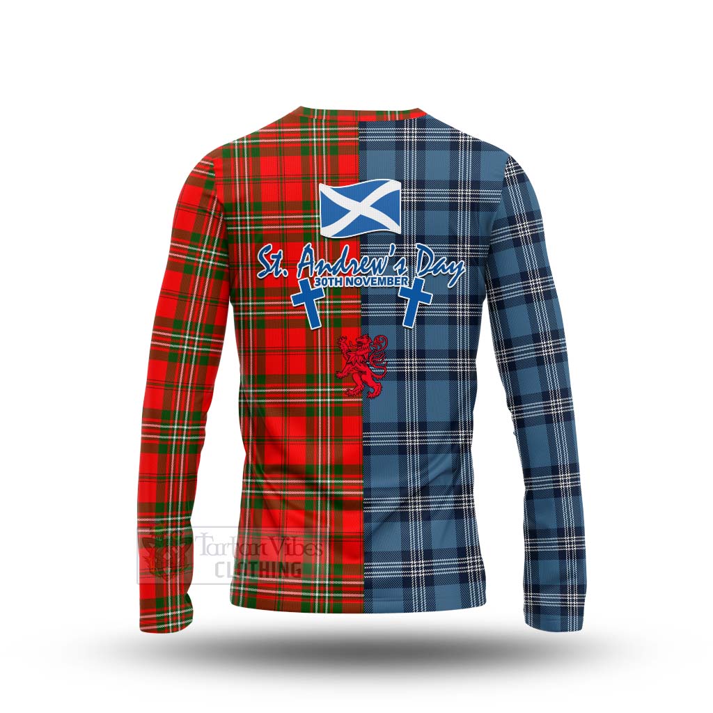 Tartan Vibes Clothing Langlands Tartan Long Sleeve T-Shirt Happy St. Andrew's Day Half Tartan Style