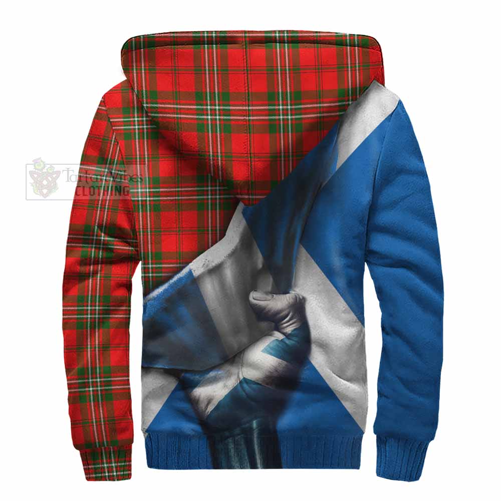 Tartan Vibes Clothing Langlands Tartan Sherpa Hoodie with Family Crest Scotland Patriotic Style