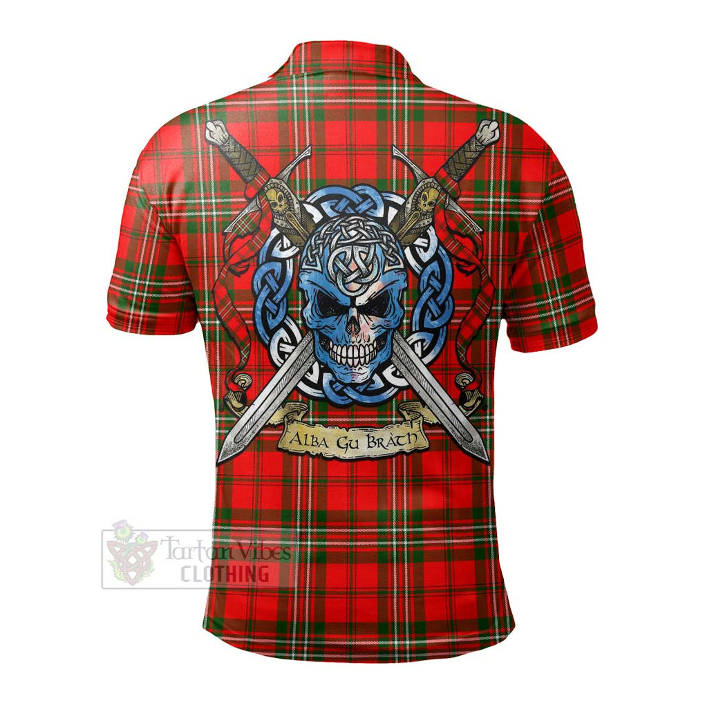 Tartan Vibes Clothing Langlands Tartan Polo Shirt with Family Crest Celtic Skull Style